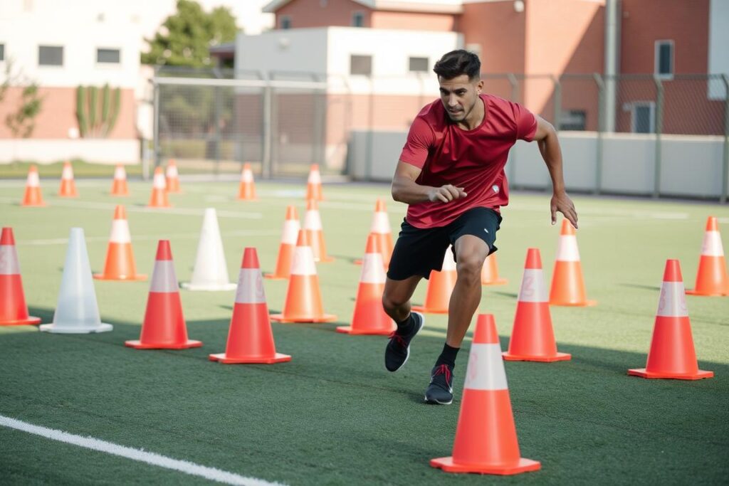 Demonstrasi gerakan Agility Cone Drills untuk melatih refleks