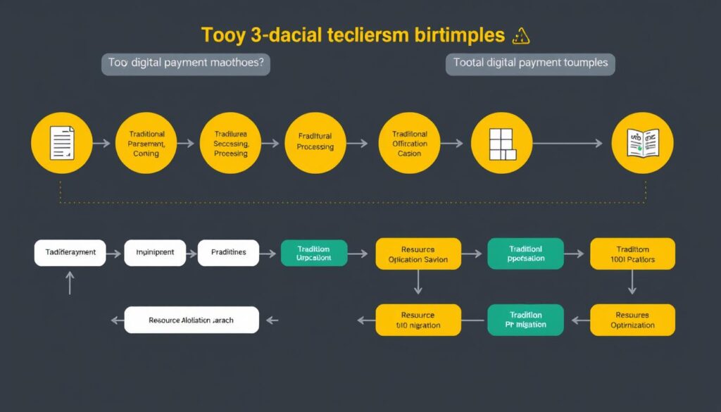 Ilustrasi efisiensi operasional bisnis setelah implementasi pembayaran digital Ilustrasi efisiensi operasional bisnis setelah implementasi pembayaran digital